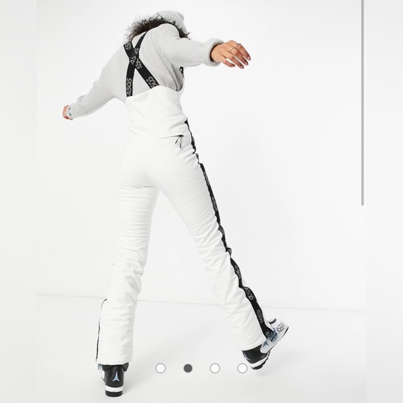 ASOS 4505 white & black ski high waisted ski bib pants salopette - Picture 5 of 12